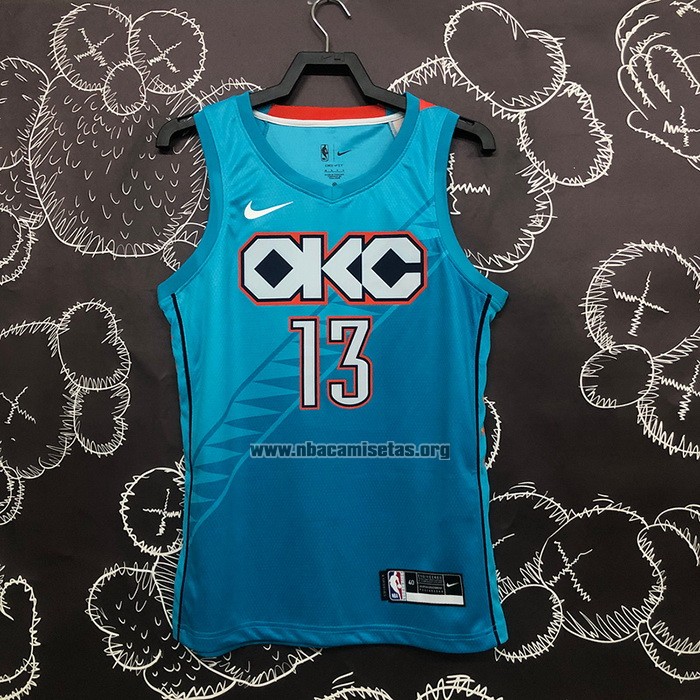 Camiseta Oklahoma City Thunder Paul George NO 13 Ciudad 2018-19 Azul